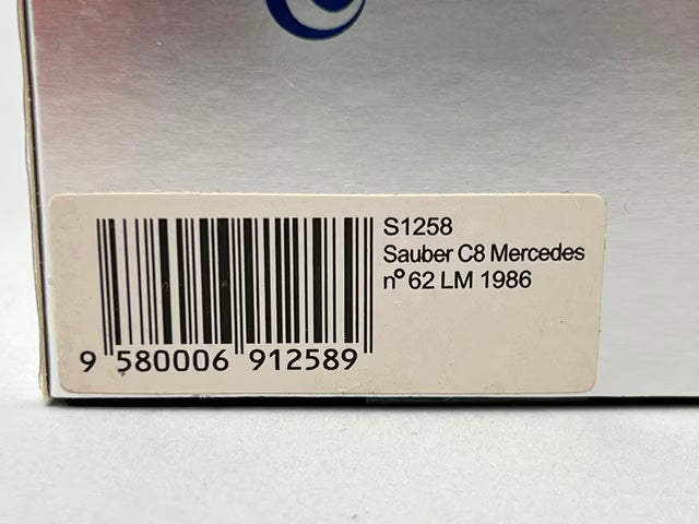 1:43 SPARK S1258 Sauber C8 Mercedes Le Mans 1986 #62