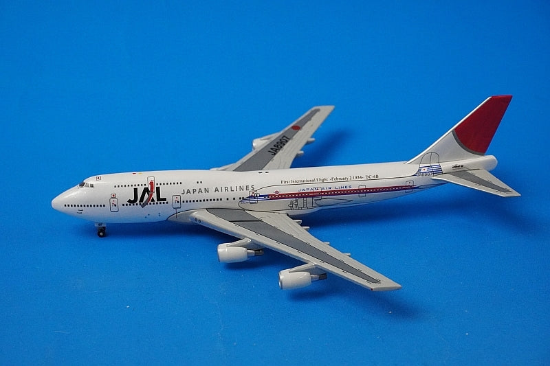 1:500 B747-446D JAL 50th Anniversary of International Flights JA8907 NET Models airplane model