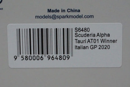 1:43 SPARK S6480 Scuderia Alpha Tauri AT01 Winner Italian GP 2020 #10 P.Gasly
