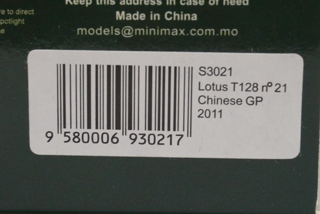 1:43 SPARK S3021 Lotus T128 Chinese GP 2011#21 J.Trulli model cars