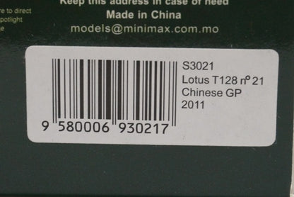 1:43 SPARK S3021 Lotus T128 Chinese GP 2011#21 J.Trulli model cars