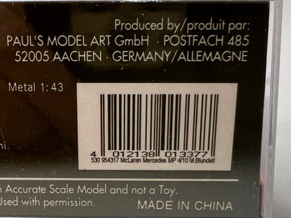 1:43 MINICHAMPS 530954317 McLaren MP4/10 Mercedes #7 M. Brundle model car