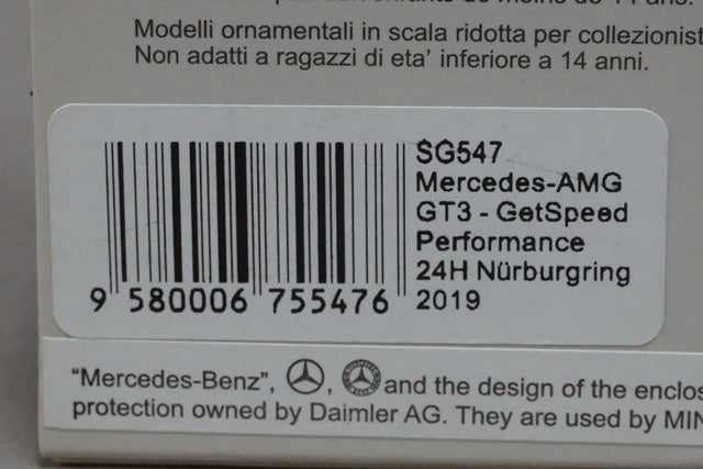 1:43 SPARK SG547 Mercedes AMG GT3 GetSpeed Nurburgring 24h 2019 #16