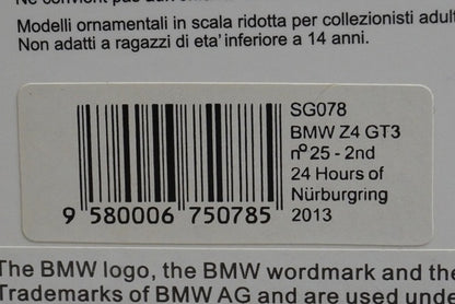 1:43 SPARK SG078 BMW Z4 GT3 2nd Nurburgring 24h 2013 #25 model car