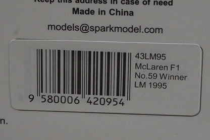 1:43 Spark 43LM95 McLaren F1 Le Mans Winner 1995 #59 model car