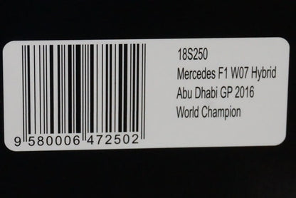 1:18 SPARK 18S250 Mercedes F1 W07 Hybrid Abu Dhabi GP Nico Rosberg 2016 #6