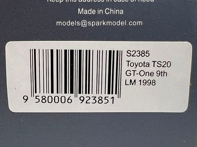 1:43 SPARK S2385 Toyota TS20 GT-One LM Le Mans 1998 #27 model car