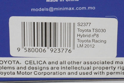 1:43 SPARK S2377 Toyota TS030 Hybrid Toyota Racing Le Mans 2012 #8 model car