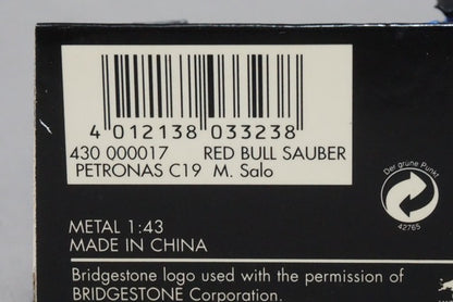 1:43 MINICHAMPS 430000017 Sauber Petronas C19 2000 F1 #17 M.Salo