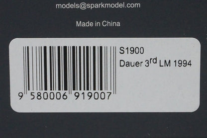 1:43 SPARK S1900 Porsche Dauer 3rd LM 1994 #35 model car