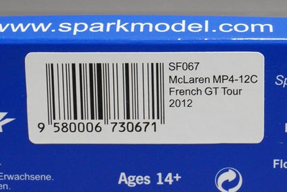 1:43 SPARK SF067 McLaren MP4-12C French GT Tour 2012 #17 model car