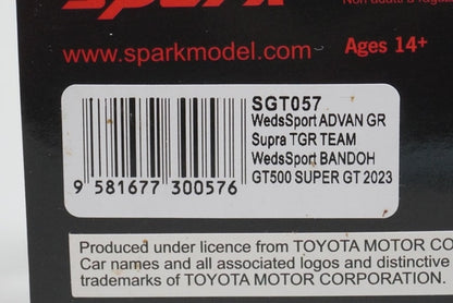 1:43 SPARK SGT057 Weds Sports ADVAN GR Supra GT500 Super GT 2023 #19 model car