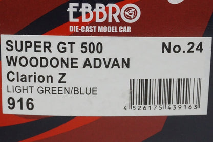 1:43 EBBRO 43916 Nissan WOODONE ADVAN Clarion Z Super GT 500 #24