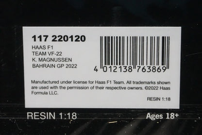 1:18 MINICHAMPS 117220120 Haas F1 Team VF-22 Bahrain GP 2022 K.Magnussen #20