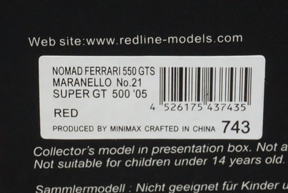 1:43 EBBRO 43743 Nomad Ferrari 550 GTS Maranello Super GT500 2005 #21 Red