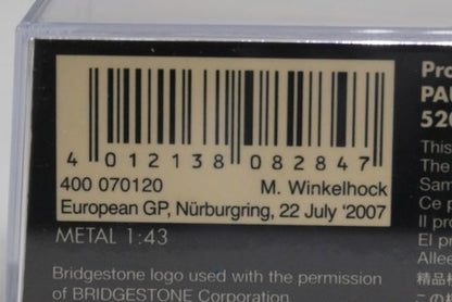 1:43 MINICHAMPS 400070120 Spyker F8-VII European GP Nurburgring 2007 #21 model car