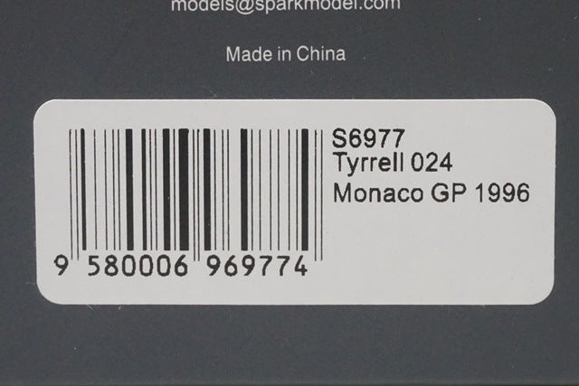 1:43 SPARK S6977 Tyrrell Yamaha 024 Monaco GP 1996 #19 Mika Salo