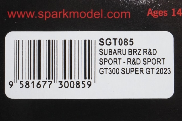 1:43 SPARK SGT085 Subaru BRZ R&D Sport GT300 Super GT 2023 #61
