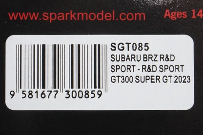 1:43 SPARK SGT085 Subaru BRZ R&D Sport GT300 Super GT 2023 #61