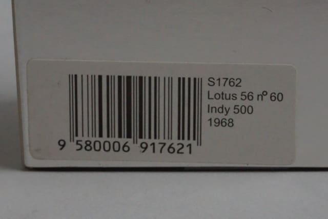 1:43 Spark S1762 Lotus 56 Indy 500 1968 #60 J.Leonard model car