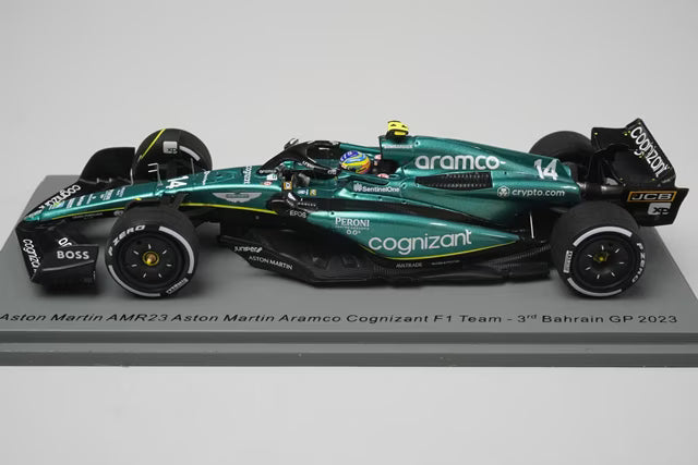 1:43 SPARK S8575 Aston Martin AMR23 Aramco Cognizant F1 Team Bahrain GP 3rd 2023 #14 Fernando Alonso