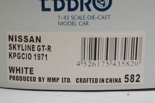1:43 EBBRO 43582 Nissan Skyline GT-R KPGC10 1971 White model car