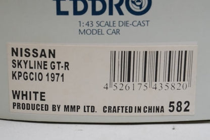 1:43 EBBRO 43582 Nissan Skyline GT-R KPGC10 1971 White model car