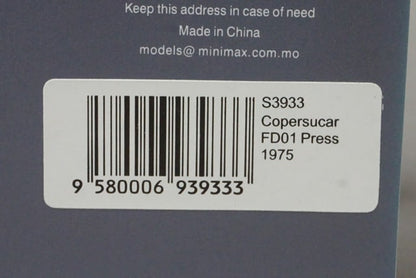 1:43 SPARK S3933 Copascar FD01 Press 1975 #1 model car