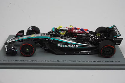 1:43 Spark S9533 Mercedes-AMG Petronas F1 Team W15E Performance British Grand Prix Winner 2024 #44 L. Hamilton