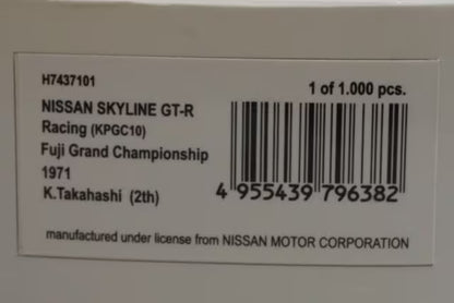 1:43 RAI'S H7437101 Nissan Skyline GT-R Racing (KPGC10) Fuji Grand Championship 1971 #1 Kunimitsu Takahashi