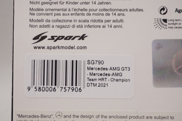 1:43 Spark SG790 Mercedes-AMG GT3 #4 Mercedes-AMG Team HRT Winner DTM 2021 Maximilian Gotz