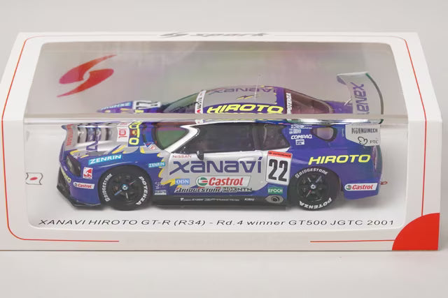 1:43 Spark SJ168 Xanavi Hiroto Nissan Skyline GT-R (R34) GT500 JGTC 2001 Rd.4 Winner #22 M. Krumm - Tetsuya Tanaka