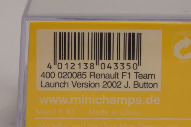 1:43 MINICHAMPS 400020085 Renault F1 Team Launch Version 2002 J. Button #15