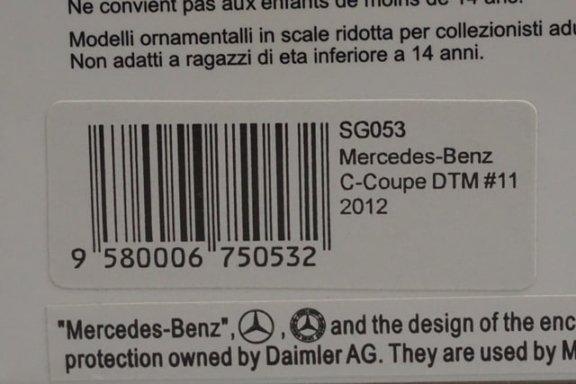 1:43 SPARK SG053 Mercedes-Benz C Coupe DTM 2012 #11 modelcar