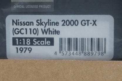 1:18 ignition model IG1979 Nissan Skyline 2000 GT-X White model car