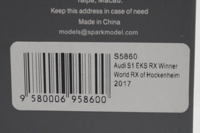 1:43 SPARK S5860 Audi S1 EKS RX #1 winner World RX of Hockenheim 2017 model car