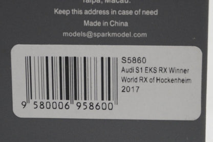 1:43 SPARK S5860 Audi S1 EKS RX #1 winner World RX of Hockenheim 2017 model car