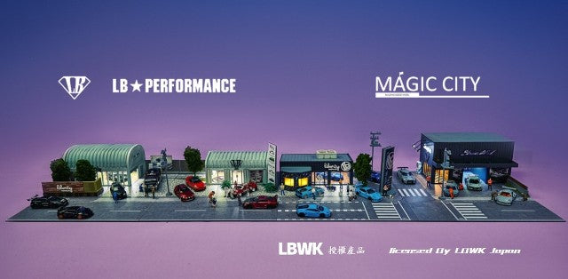 110036 Magic City 1:64 [30x40x17cm] LB LBWK Diorama Shop area LED light included *Figures and minicars are not included.