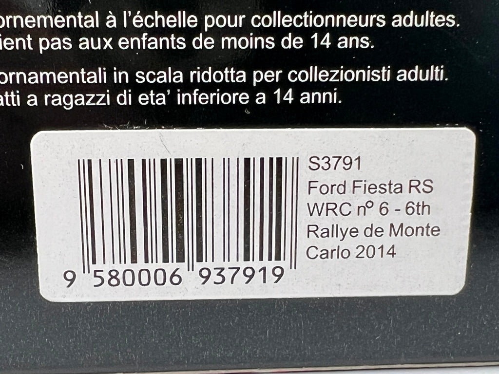 1:43 SPARK S3791 Ford Fiesta RS WRC Monte Carlo 2014 #6 model car