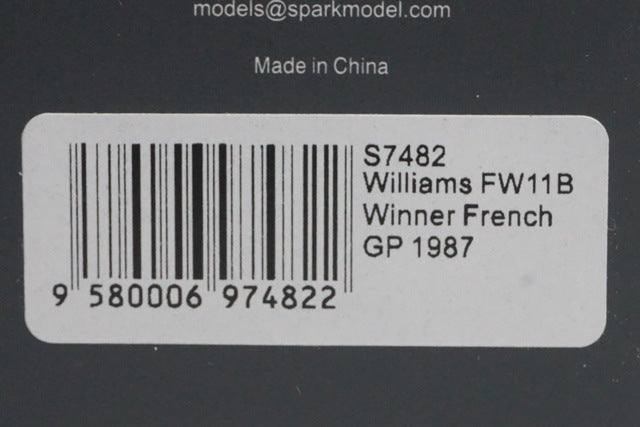 1:43 SPARK S7482 Williams FW11B French GP Win N.Mansell 1987 #5