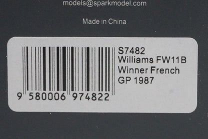 1:43 SPARK S7482 Williams FW11B French GP Win N.Mansell 1987 #5