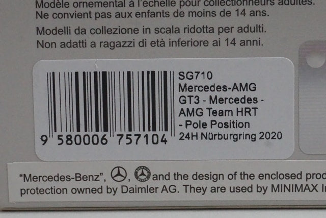 1:43 SPARK SG710 Mercedes AMG GT3 Team HRT Pole Position Nurburgring 24h 2020#4