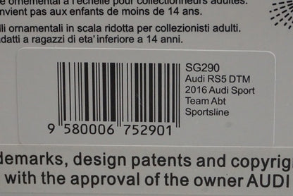 1:43 SPARK SG290 Audi RS5 DTM 2016 Audi Sport Team Abt Sportsline #5