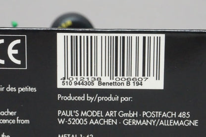 1:43 MINICHAMPS 510944305 Benetton Ford B194 #5 M. Schumacher MSC No.11 model car