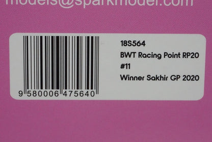 1:18 SPARK 18S564 BWT Racing Point RP20 #11 Sakhir Win 2020