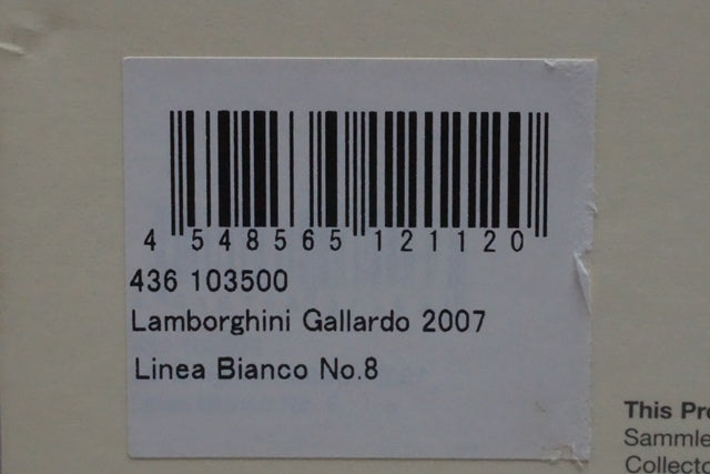 1:43 MINICHAMPS 436103500 Lamborghini Gallardo 2007 Linea Bianco No.8