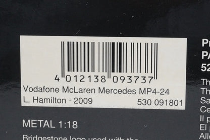 1:18 MINICHAMPS 530091801 Vodafone McLaren Mercedes MP4-24 2009 #1 L. Hamilton model car