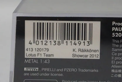 1:43 MINICHAMPS 413120179 Lotus F1 Team Show Car 2012 #9 K. Raikkonen