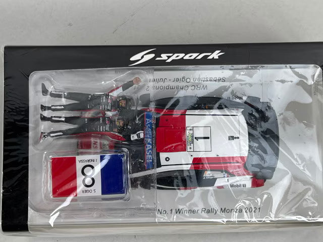 1:43 Spark S6595 Toyota Yaris WRC #1 Winner Rally Monza 2021 / 2021 WRC Manufacturers' Champion - S. Ogier (Includes figure/flag)