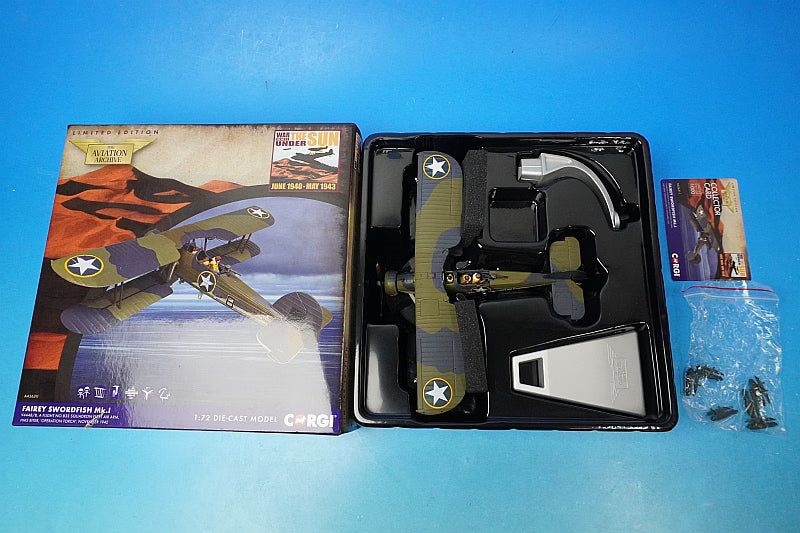1:72 Fairey Swordfish MkI Royal Air Force Operation Torch 1942 HMS Biter folded wings AA36311 Corgi airplane model